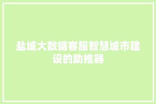 盐城大数据客服智慧城市建设的助推器  第1张