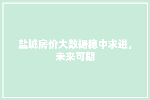 盐城房价大数据稳中求进，未来可期