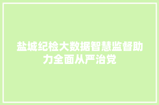 盐城纪检大数据智慧监督助力全面从严治党  第1张