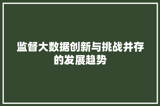 监督大数据创新与挑战并存的发展趋势
