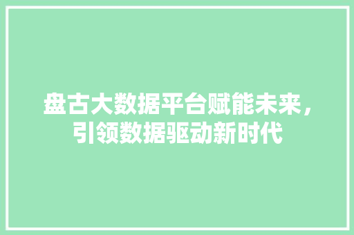 盘古大数据平台赋能未来，引领数据驱动新时代