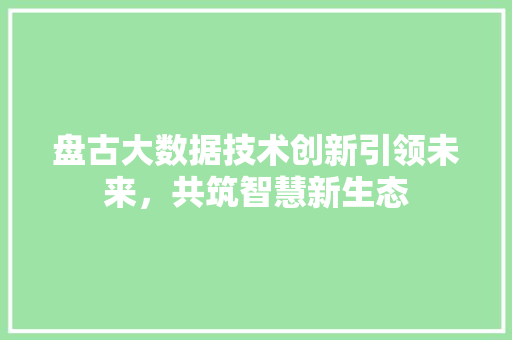 盘古大数据技术创新引领未来，共筑智慧新生态