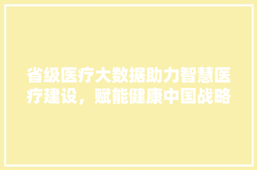 省级医疗大数据助力智慧医疗建设，赋能健康中国战略  第1张