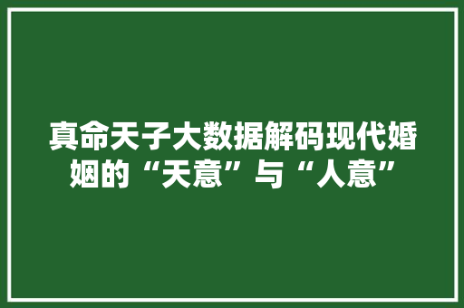 真命天子大数据解码现代婚姻的“天意”与“人意”  第1张