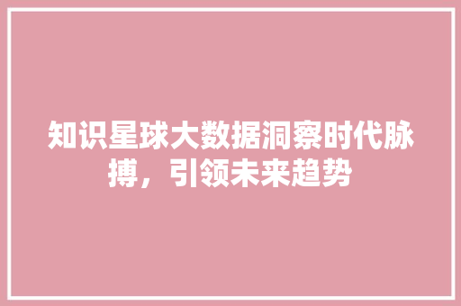 知识星球大数据洞察时代脉搏，引领未来趋势