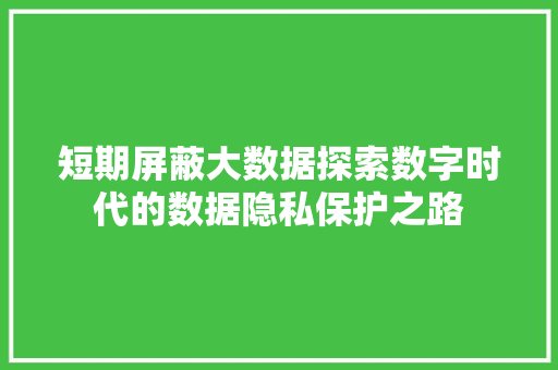 短期屏蔽大数据探索数字时代的数据隐私保护之路  第1张