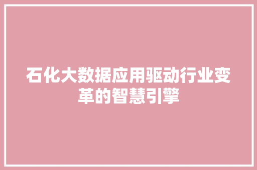石化大数据应用驱动行业变革的智慧引擎