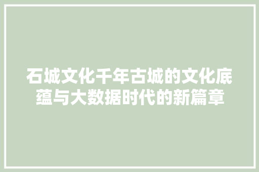 石城文化千年古城的文化底蕴与大数据时代的新篇章  第1张