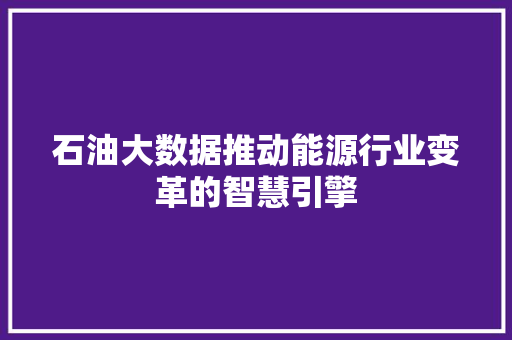 石油大数据推动能源行业变革的智慧引擎  第1张