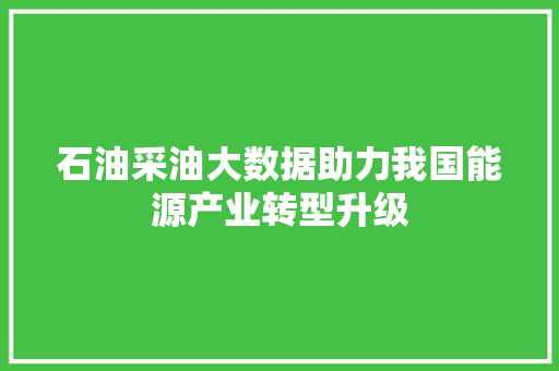 石油采油大数据助力我国能源产业转型升级