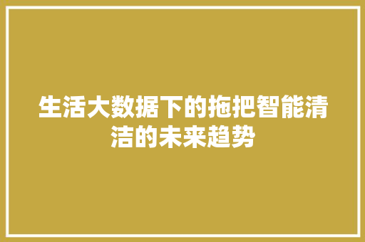 生活大数据下的拖把智能清洁的未来趋势