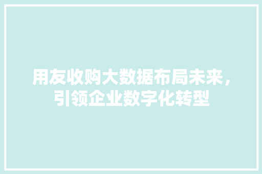 用友收购大数据布局未来，引领企业数字化转型