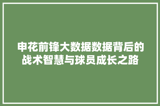 申花前锋大数据数据背后的战术智慧与球员成长之路