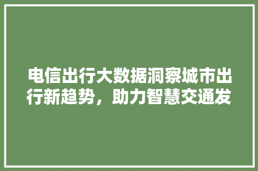 电信出行大数据洞察城市出行新趋势，助力智慧交通发展  第1张
