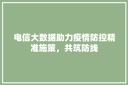 电信大数据助力疫情防控精准施策，共筑防线