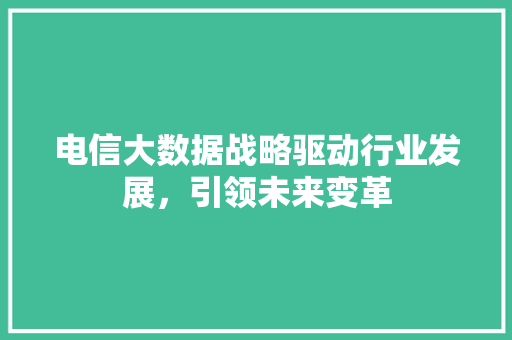 电信大数据战略驱动行业发展，引领未来变革  第1张