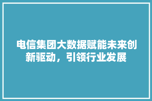 电信集团大数据赋能未来创新驱动，引领行业发展