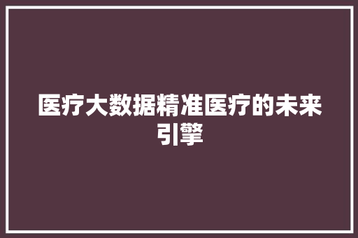 医疗大数据精准医疗的未来引擎