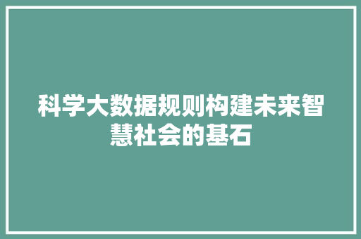科学大数据规则构建未来智慧社会的基石