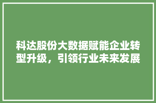 科达股份大数据赋能企业转型升级，引领行业未来发展