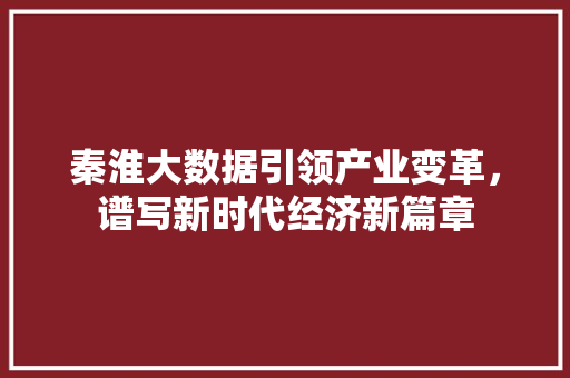 秦淮大数据引领产业变革，谱写新时代经济新篇章