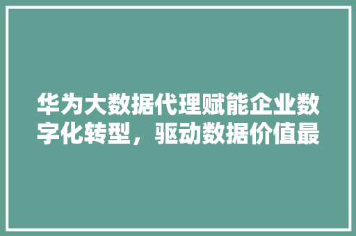 华为大数据代理赋能企业数字化转型，驱动数据价值最大化  第1张