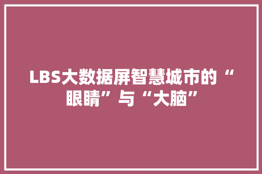 LBS大数据屏智慧城市的“眼睛”与“大脑”