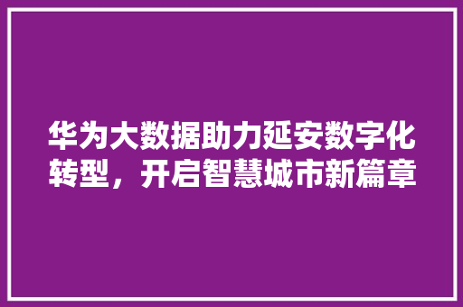 华为大数据助力延安数字化转型，开启智慧城市新篇章