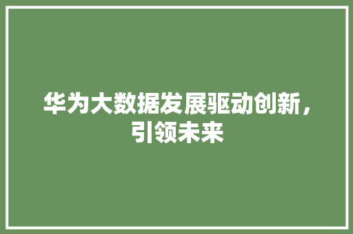 华为大数据发展驱动创新，引领未来  第1张