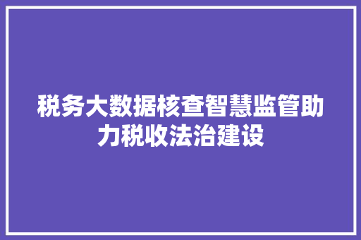 税务大数据核查智慧监管助力税收法治建设  第1张