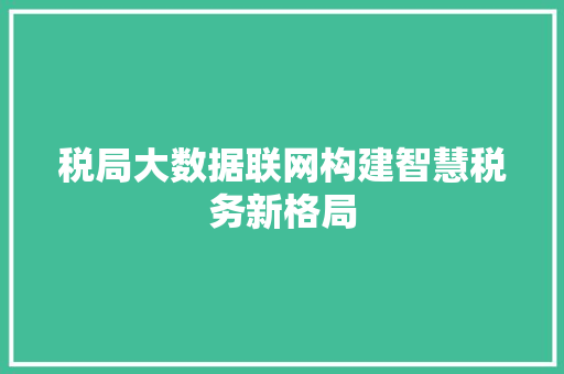 税局大数据联网构建智慧税务新格局  第1张