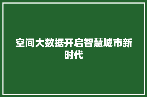 空间大数据开启智慧城市新时代  第1张