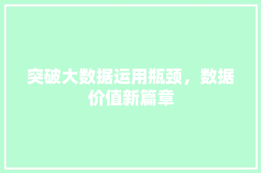 突破大数据运用瓶颈，数据价值新篇章  第1张