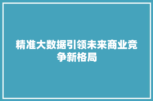 精准大数据引领未来商业竞争新格局  第1张