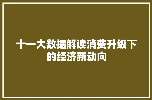 十一大数据解读消费升级下的经济新动向  第1张
