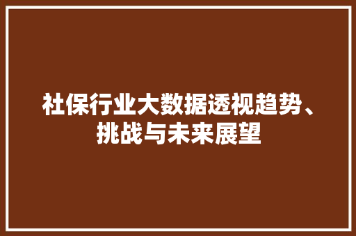 社保行业大数据透视趋势、挑战与未来展望  第1张