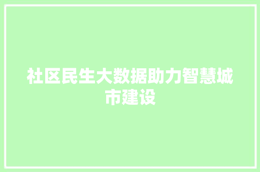 社区民生大数据助力智慧城市建设