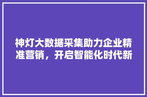 神灯大数据采集助力企业精准营销，开启智能化时代新篇章