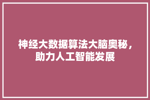 神经大数据算法大脑奥秘，助力人工智能发展  第1张