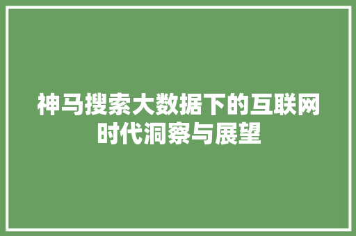 神马搜索大数据下的互联网时代洞察与展望