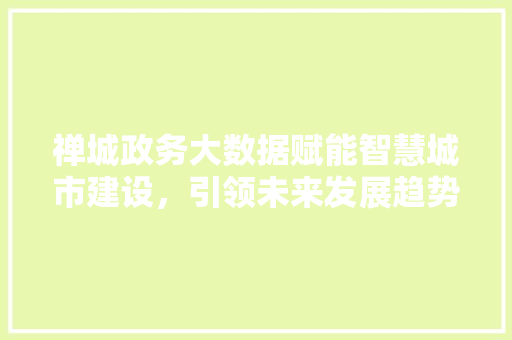 禅城政务大数据赋能智慧城市建设，引领未来发展趋势