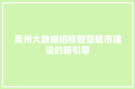 禹州大数据招标智慧城市建设的新引擎  第1张