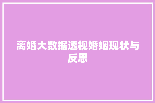 离婚大数据透视婚姻现状与反思  第1张