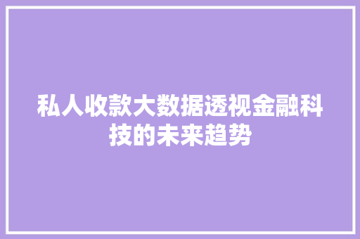 私人收款大数据透视金融科技的未来趋势