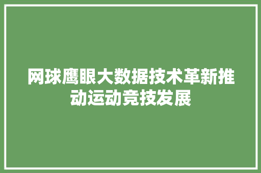 网球鹰眼大数据技术革新推动运动竞技发展  第1张