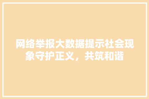 网络举报大数据提示社会现象守护正义，共筑和谐