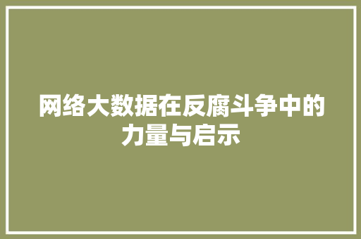 网络大数据在反腐斗争中的力量与启示