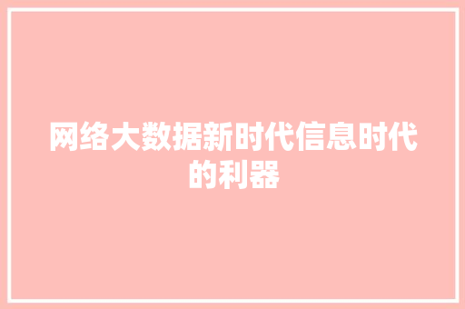 网络大数据新时代信息时代的利器