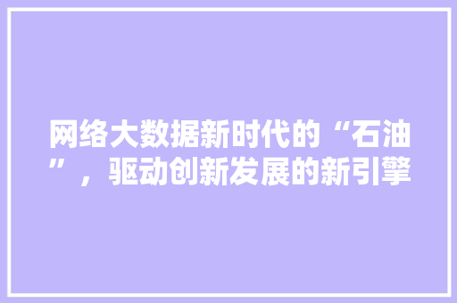 网络大数据新时代的“石油”，驱动创新发展的新引擎