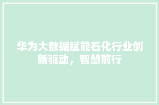 华为大数据赋能石化行业创新驱动，智慧前行